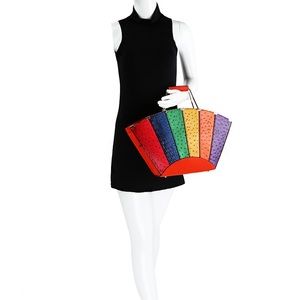 MD Ostrich Croc Colorblock 2-in-1 Satche